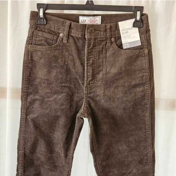 GAP HIGH RISE VINTAGE SLIM CORDUROY PANTS WOMEN'S PETITE SIZE 25|0 - Picture 9 of 16